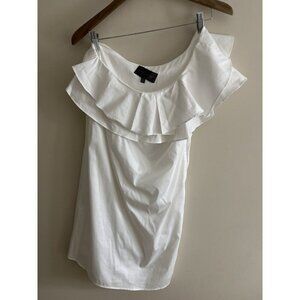 NWT Sunday in Brooklyn Anthropologie White Ruffle One Shoulder Mini Dress Sz S